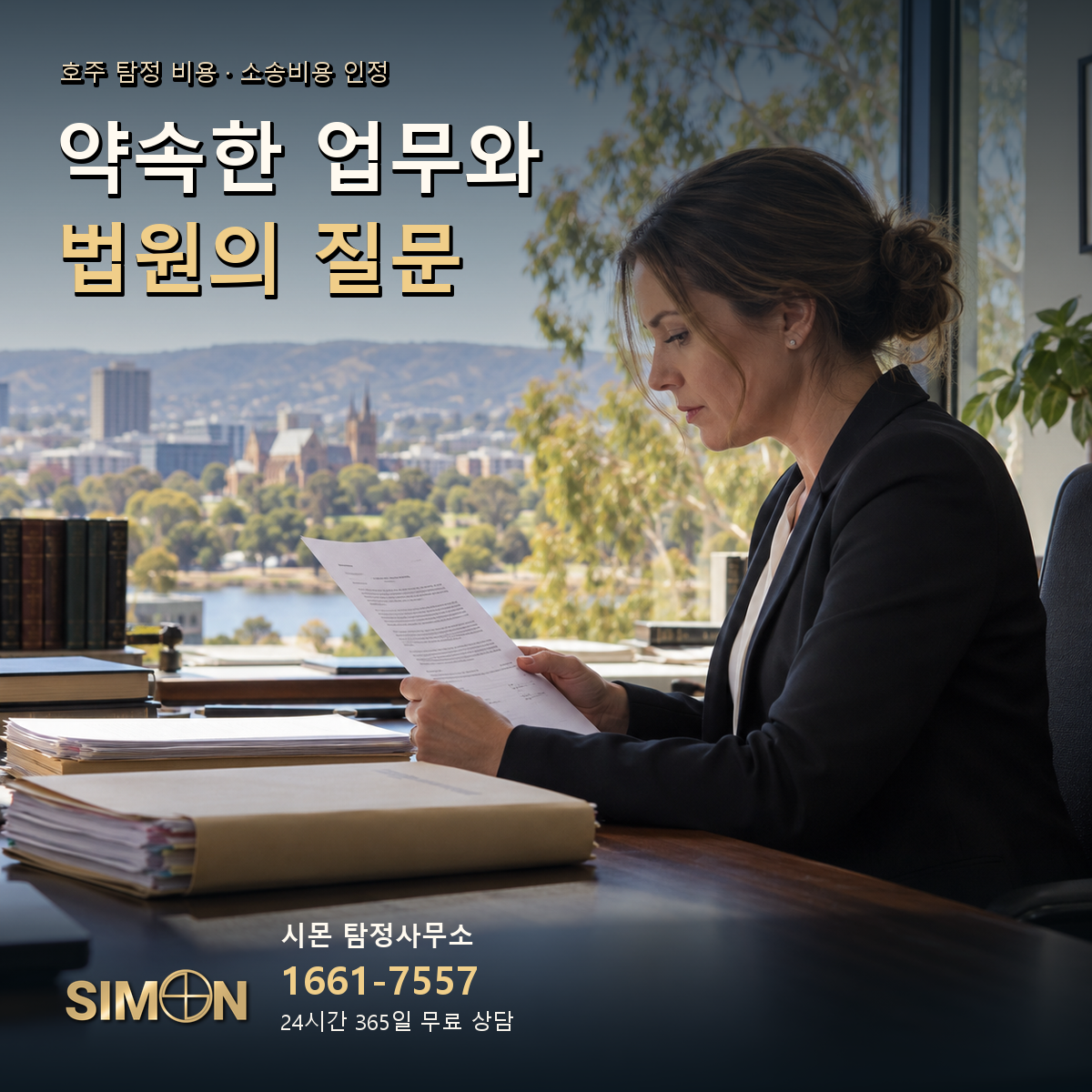 소송비용 인정: 약속한 업무와 법원의 질문. 기사 맥락을 시각화한 생성 이미지. 시몬 탐정사무소 1661-7557.