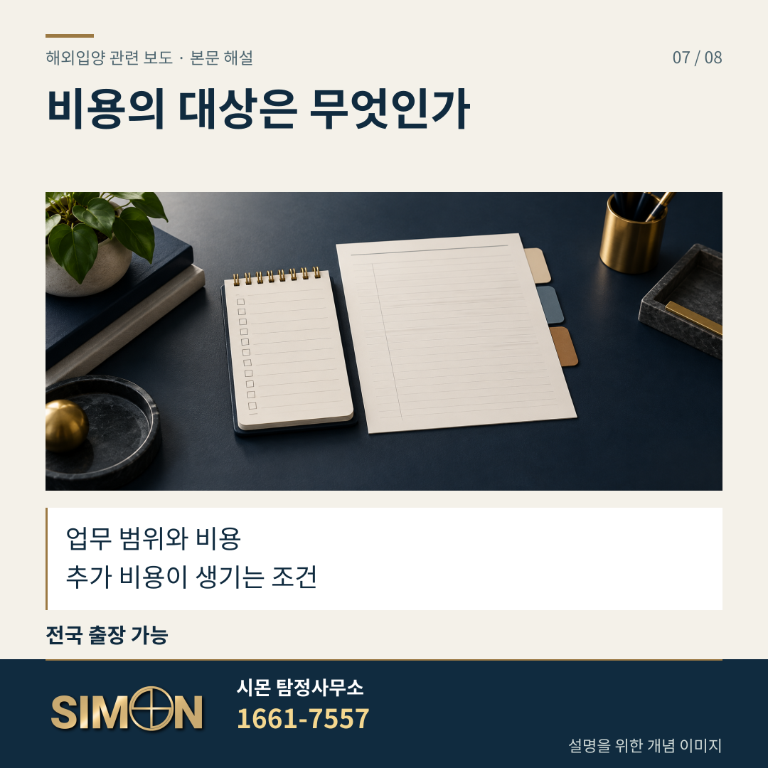 비용의 대상은 무엇인가. 업무 범위와 비용. 추가 비용이 생기는 조건