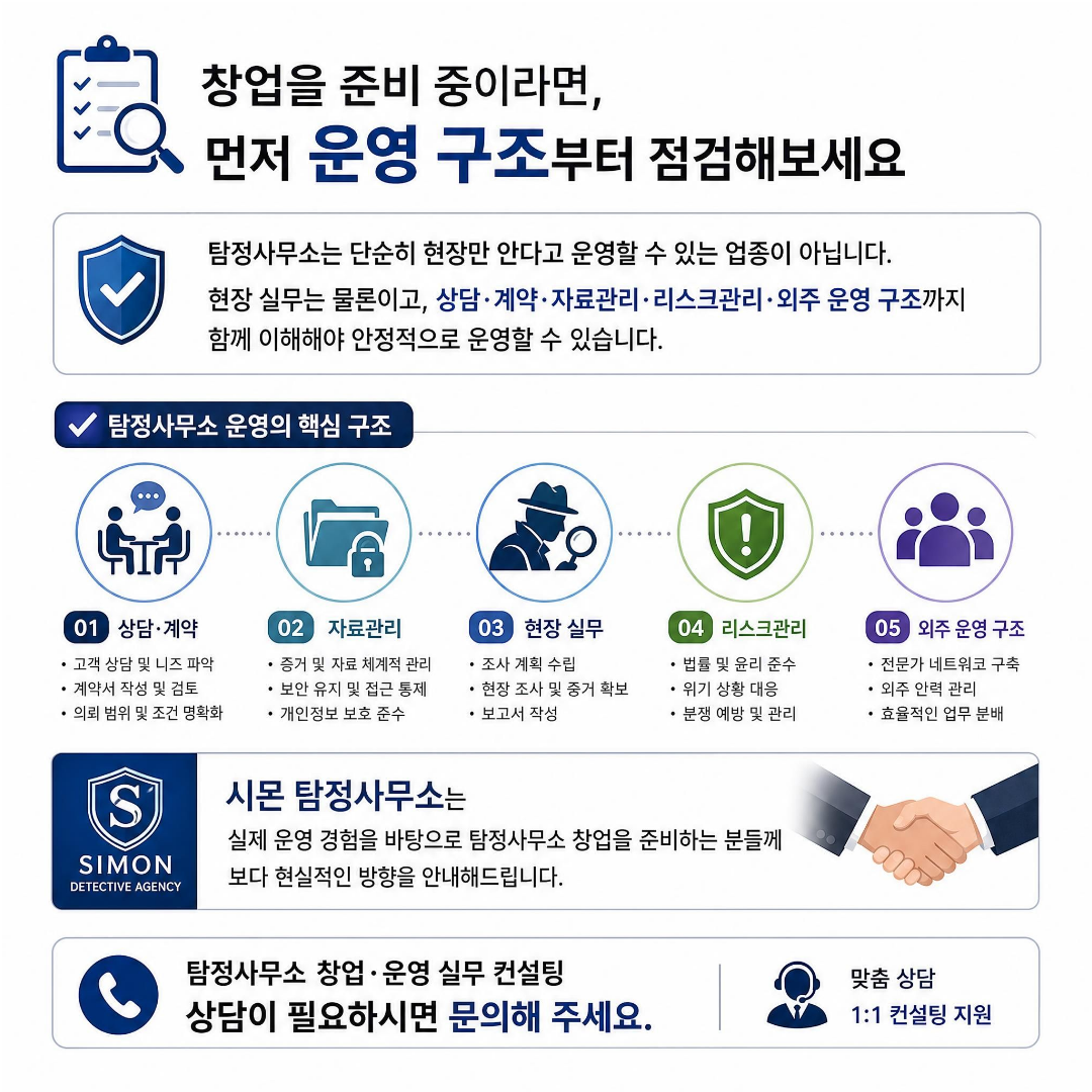 탐정사무소 창업 운영 구조 점검과 실무 컨설팅 안내